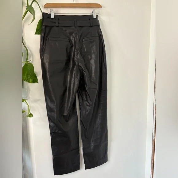 Babaton Aritzia Black Pleather Paper Bag waist with belt, pockets. - Picture 5 of 7